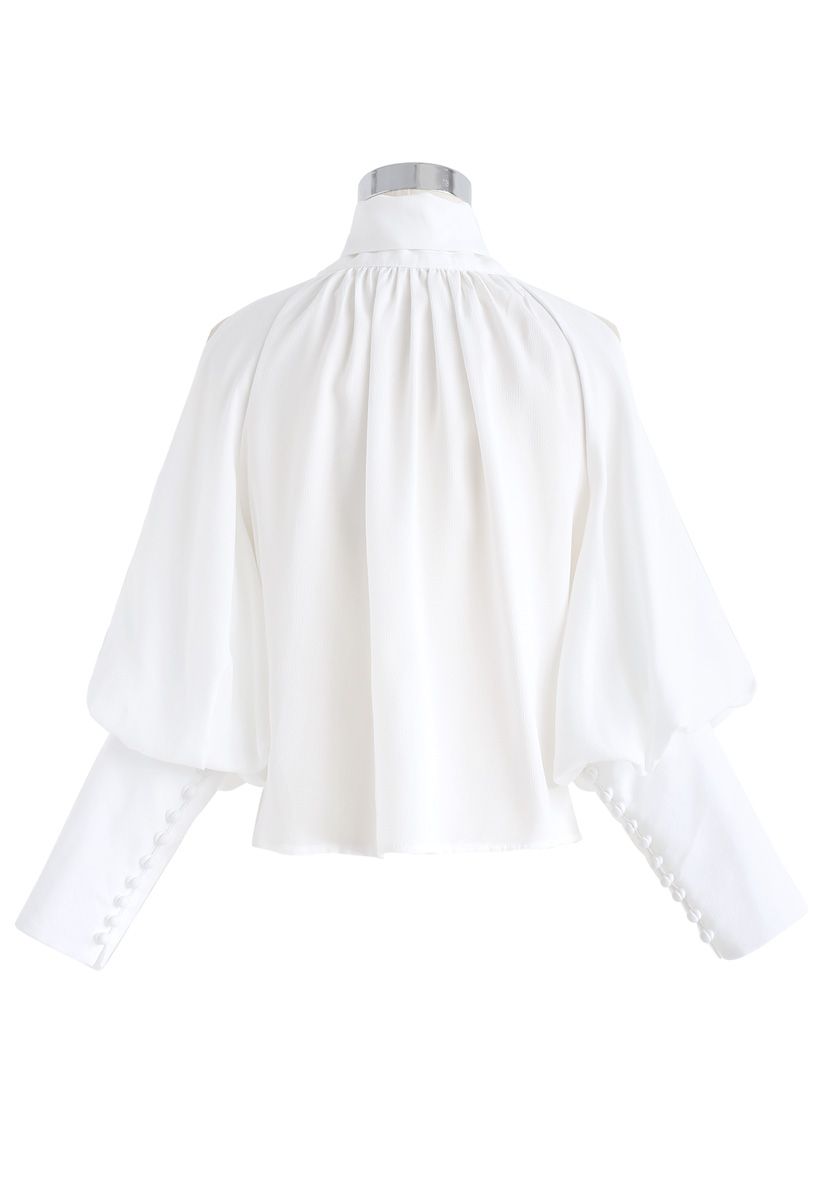 She's a Dream Bowknot Cold-Shoulder Top in White