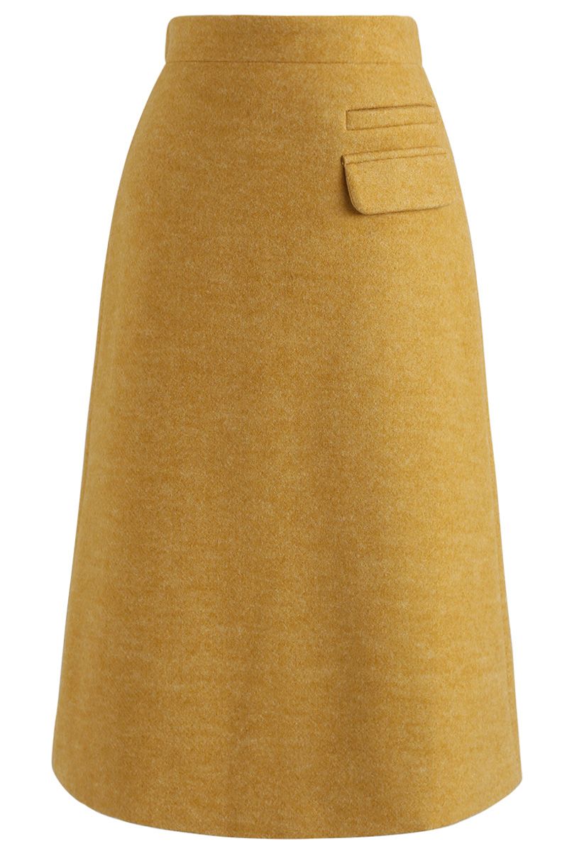 Back to Your Heart Wool-Blended Skirt in Yellow