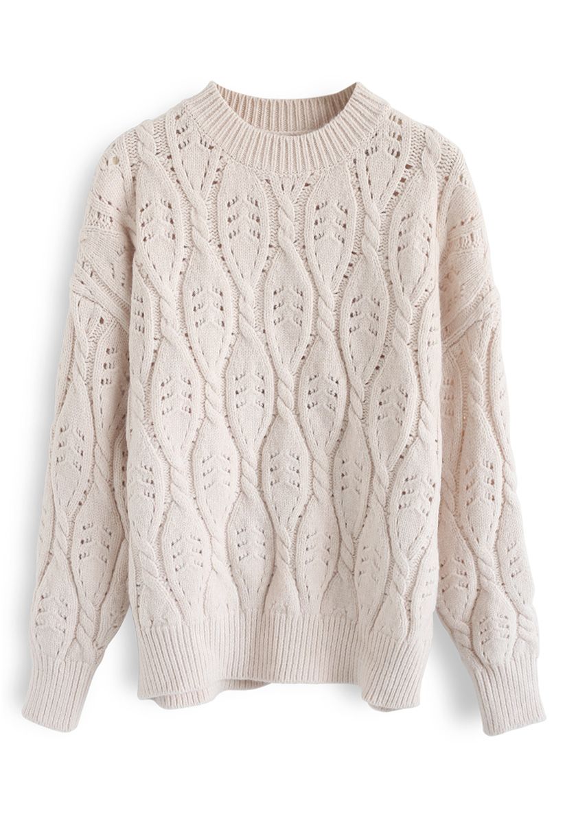 My New Fave Cable Knit Sweater in Ivory