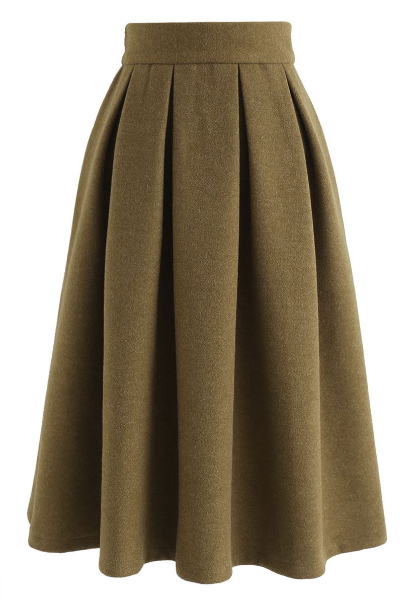 Sweet Distance Wool-Blended Midi Skirt in Ginger