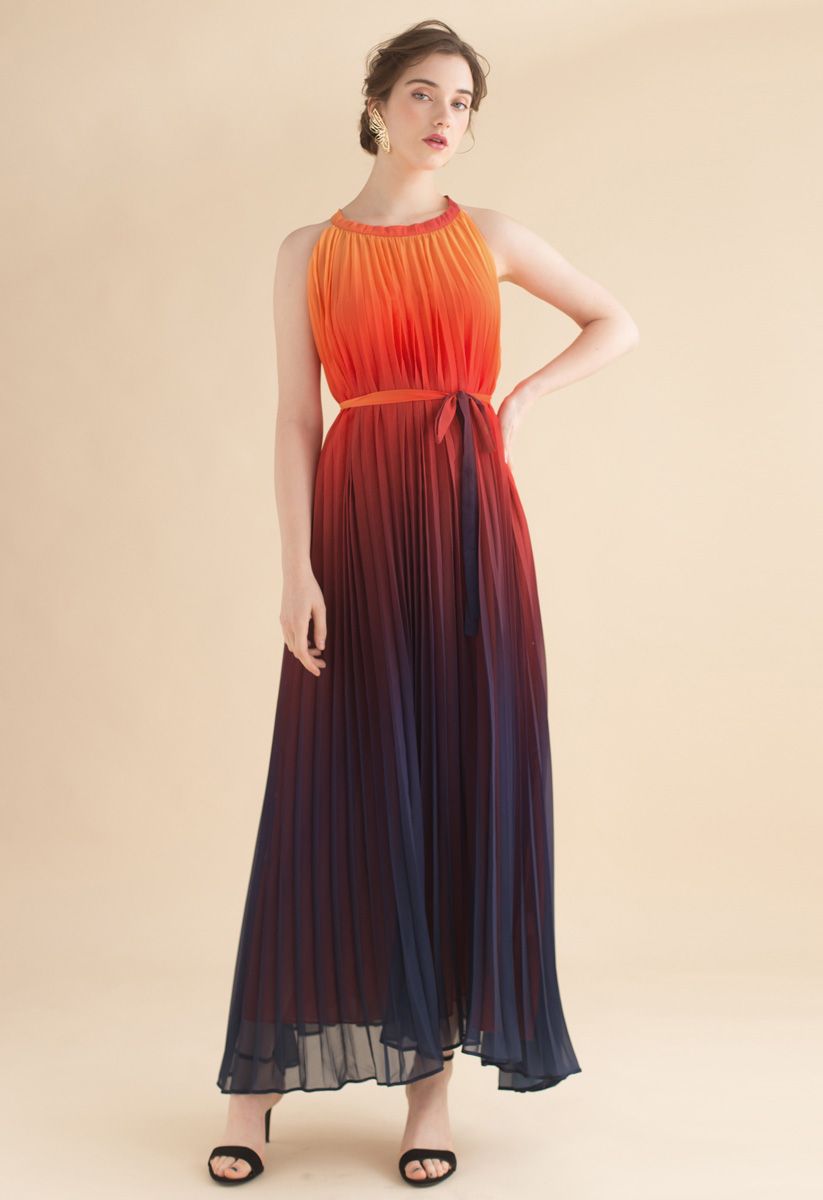 Sleeveless Pleated Maxi Dress (Plus Size - Vivid Blue) – In