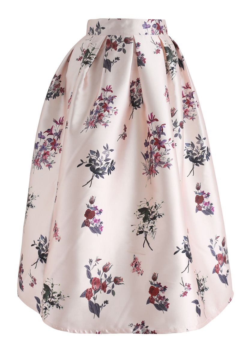 Go with Grace Floral Printed Midi Skirt