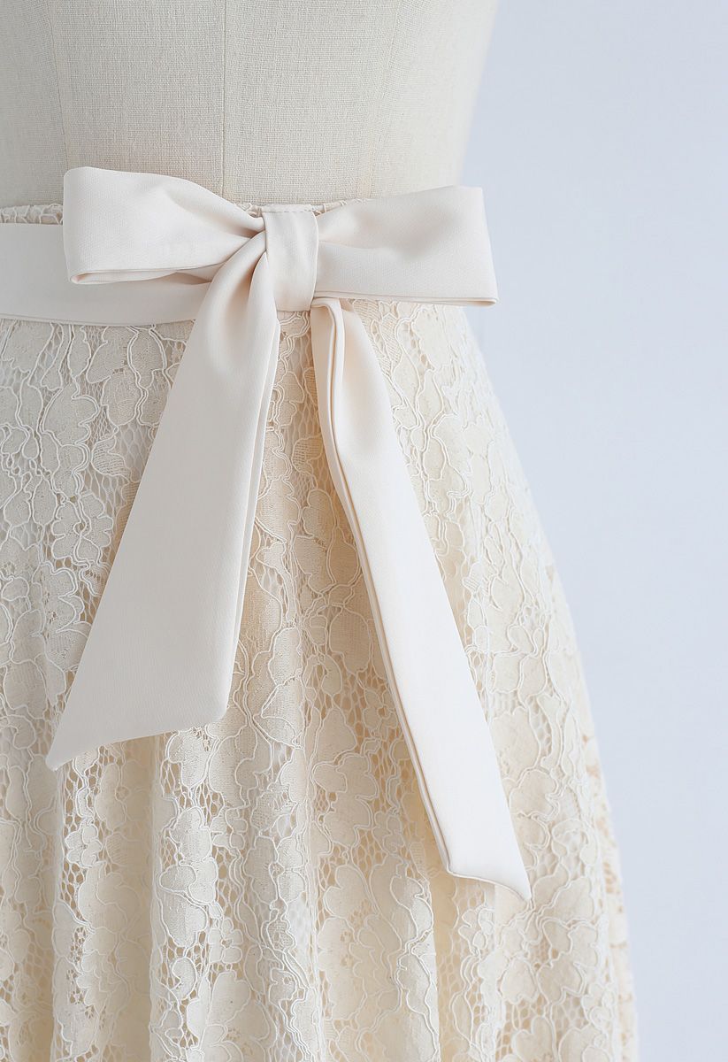 Come to Me Bowknot Lace A-Line Skirt