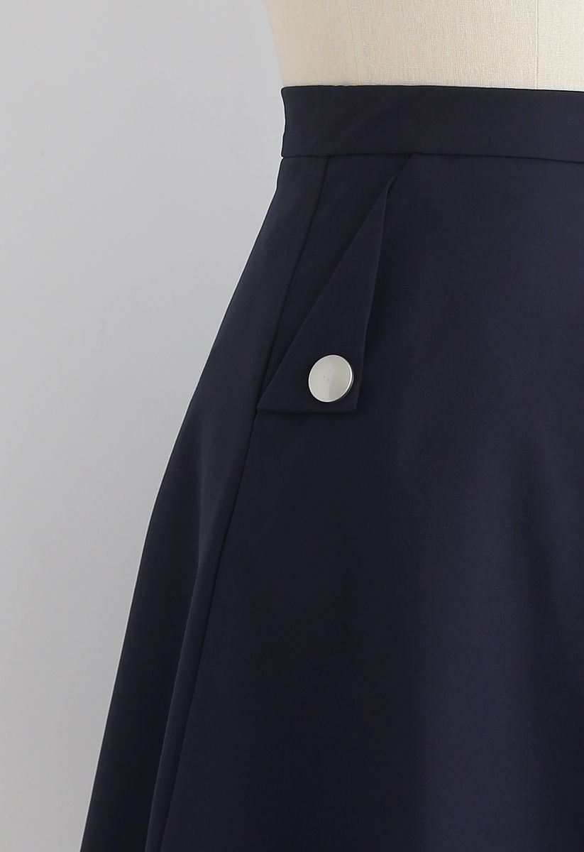 I'll be Me Buttons A-Line Skirt in Navy