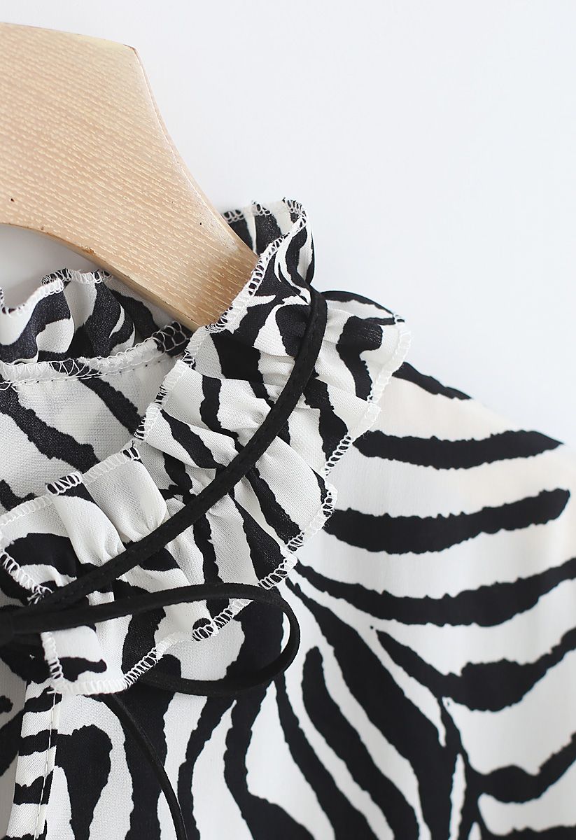 Wildlife Zebra Printed Chiffon Top