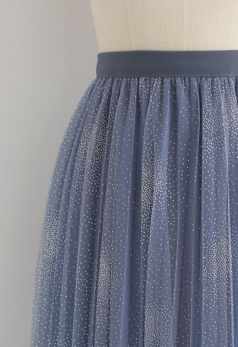 Make It Sparkle Mesh Skirt in Blue