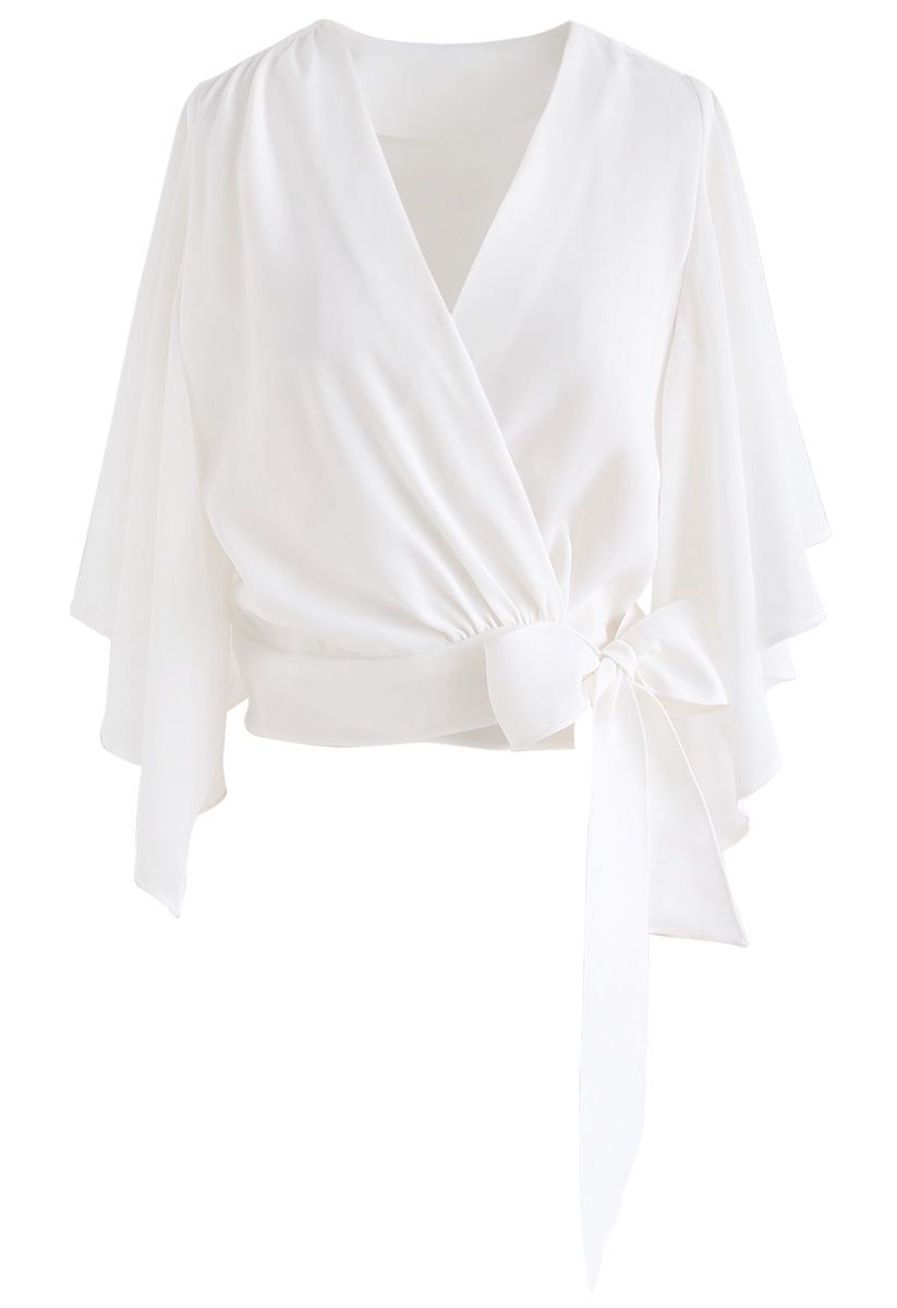 Chic Natural Cropped Cape Top in White - Retro, Indie and Unique Fashion