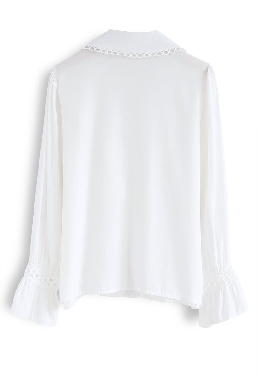 Sounds of Spring V-Neck Ruffle Top in White