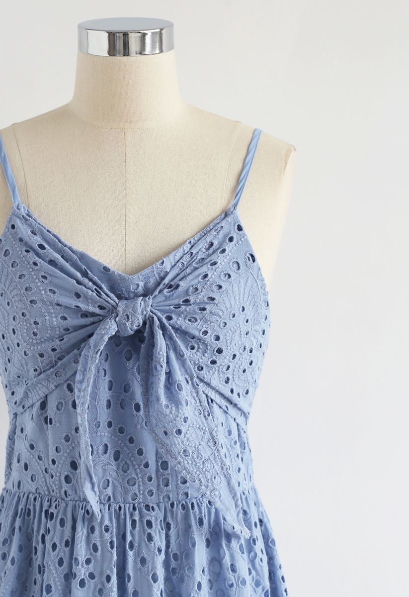 Party Playlist Eyelet Cami Dress in Blue