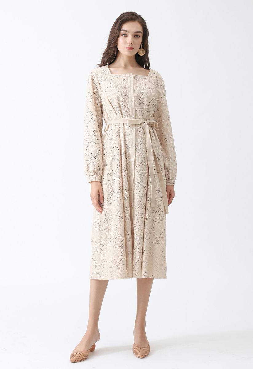 Weekend Island Embroidered Dress in Linen
