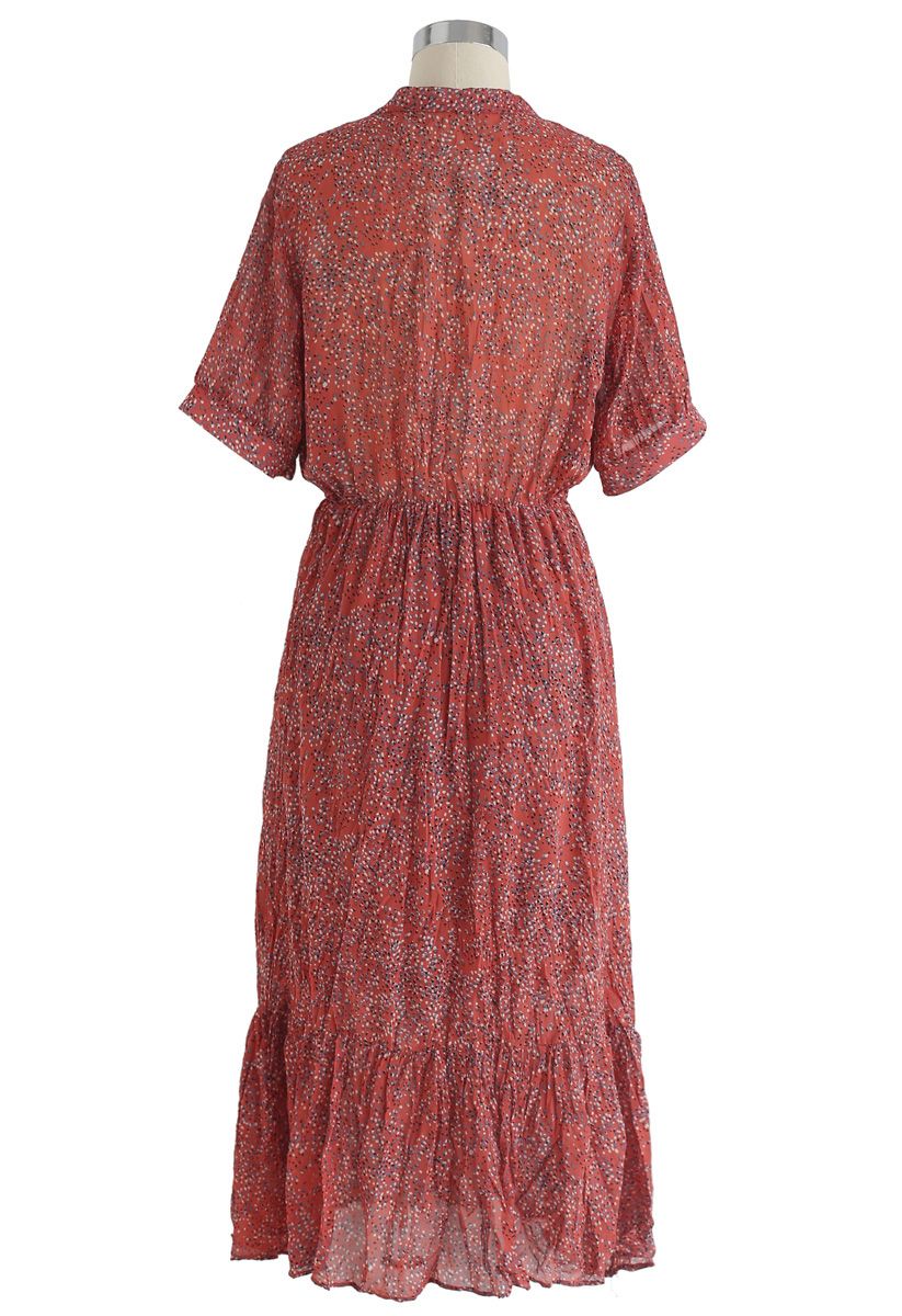 Ode to the Trip Dots Chiffon Dress in Red 