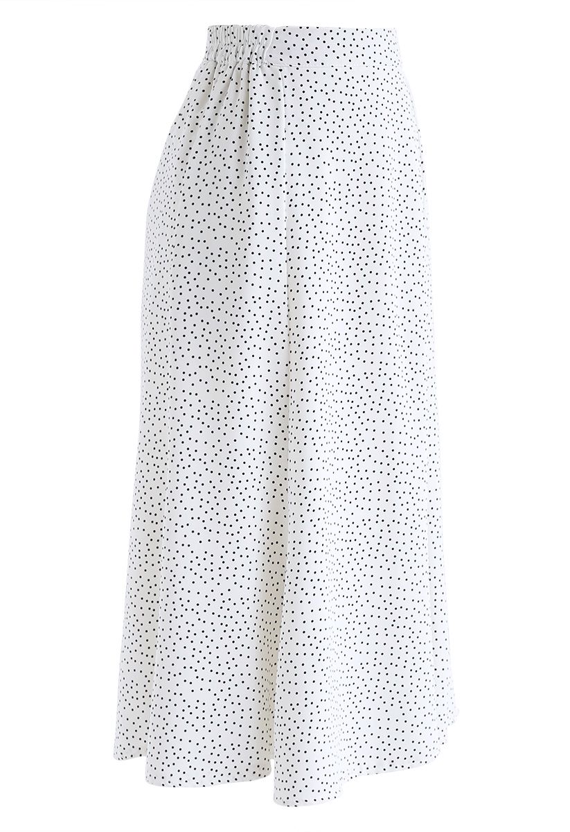 Knowing You Dots Frilling Skirt in White