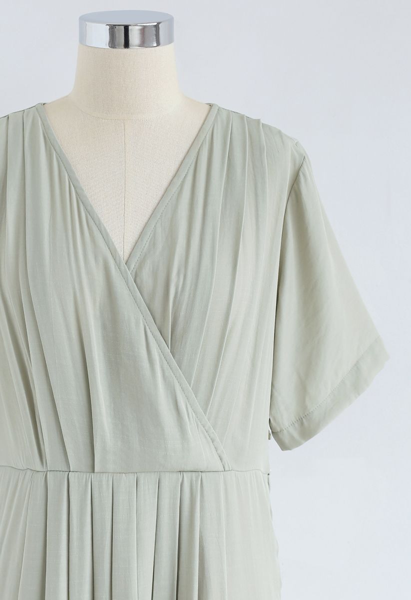 Just Luv Me Pleated Wrap Dress in Mint