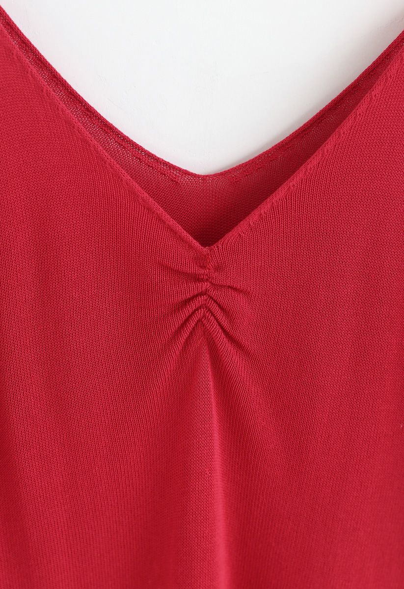 Check This Out Knit Cami Top in Red