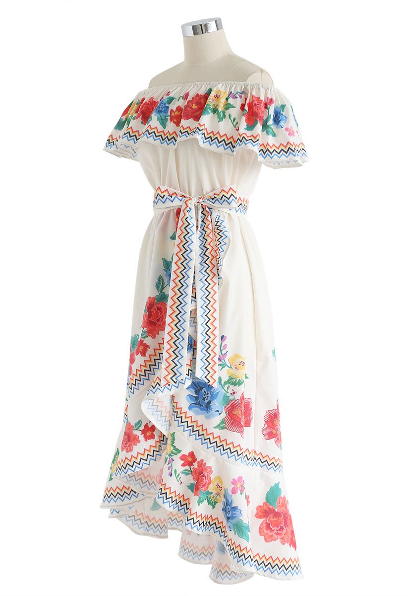 You'll See Floral Asymmetric Waterfall Dress