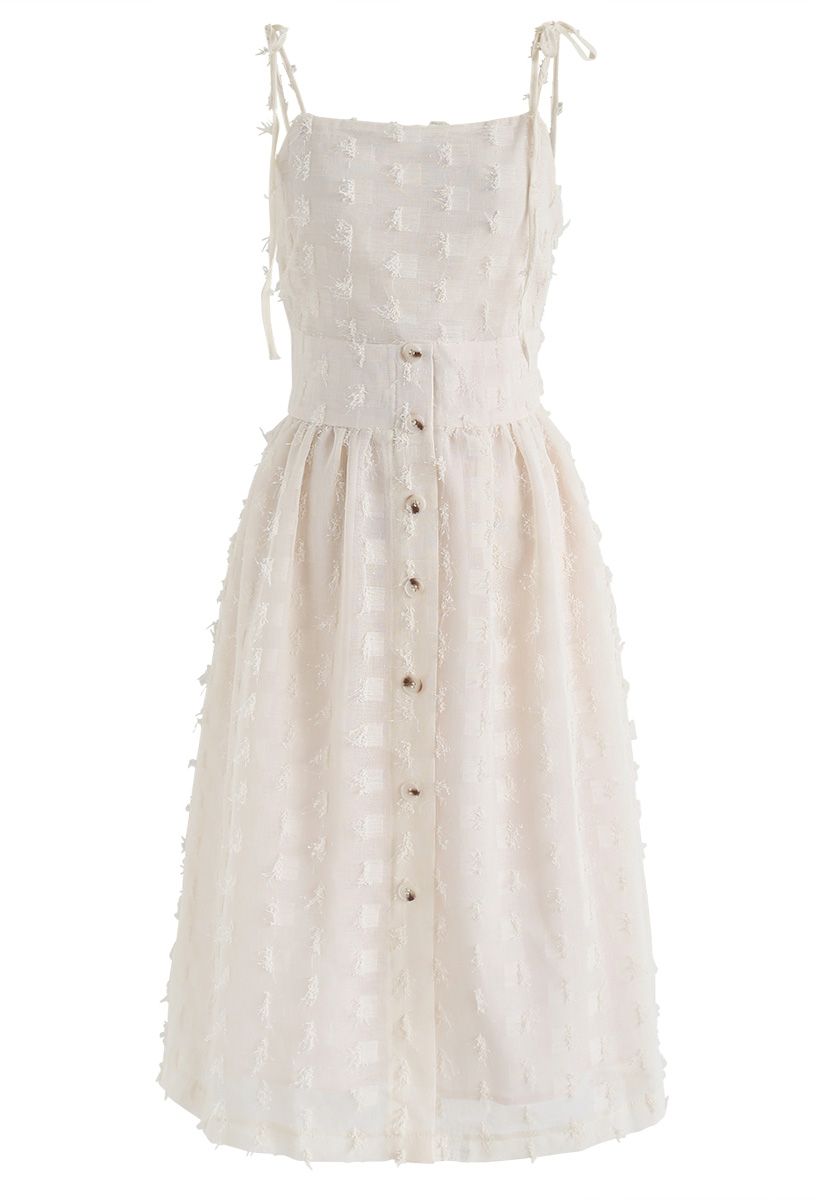 Love Theme 3D Tassels Cami Dress in Cream