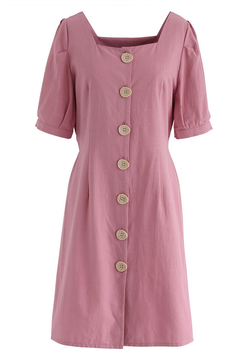 Almost Weekend Button Down Dress in Pink