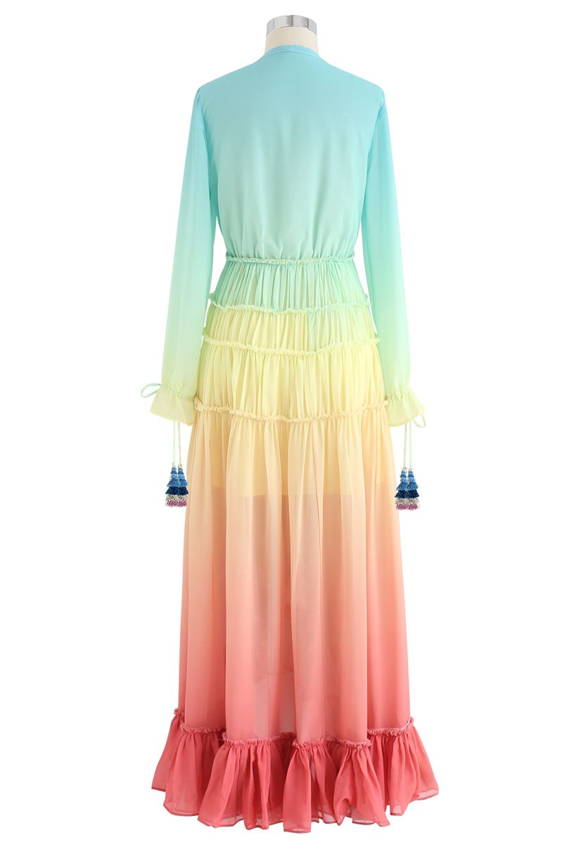 Vacay Paradise Gradient V-Neck Maxi Dress