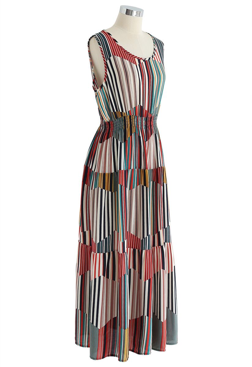 Your are My First Colored Stripes Sleeveless Dress 