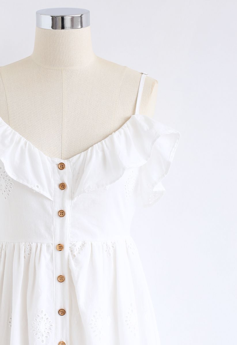 Lovely Day Embroidered Cami Dress in White