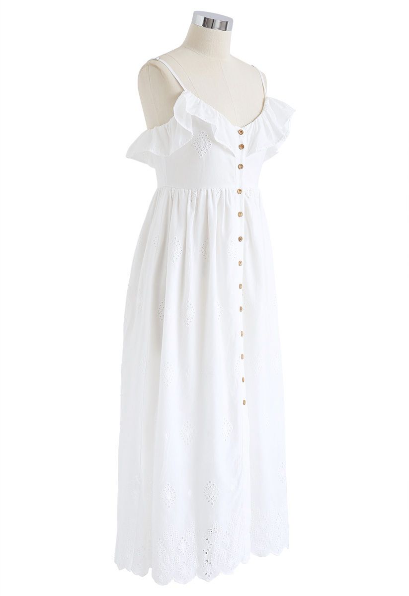 Lovely Day Embroidered Cami Dress in White