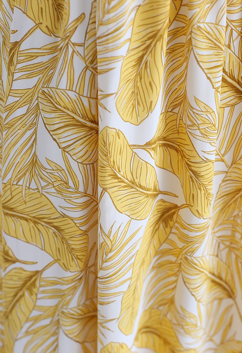 Field of Palm Halter Neck Midi Dress in Yellow