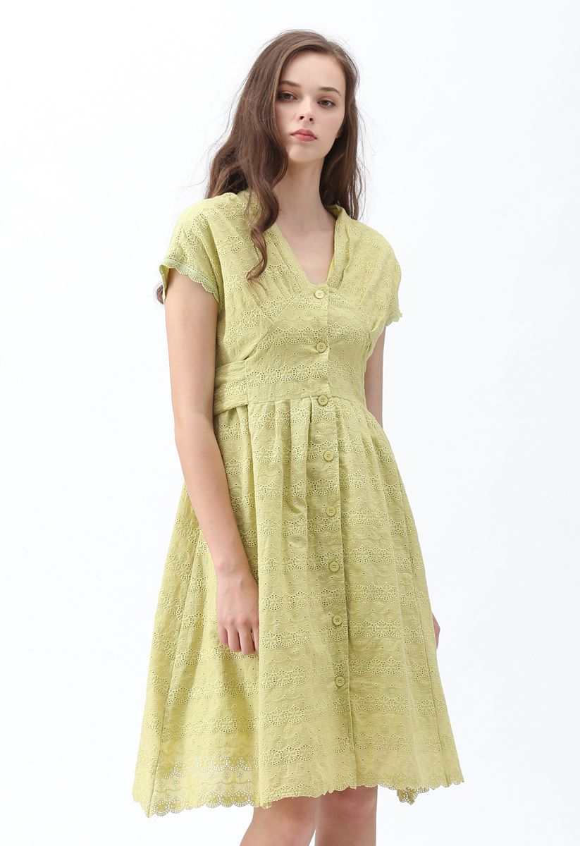 Every Sunrise Embroidered Midi Dress in Green