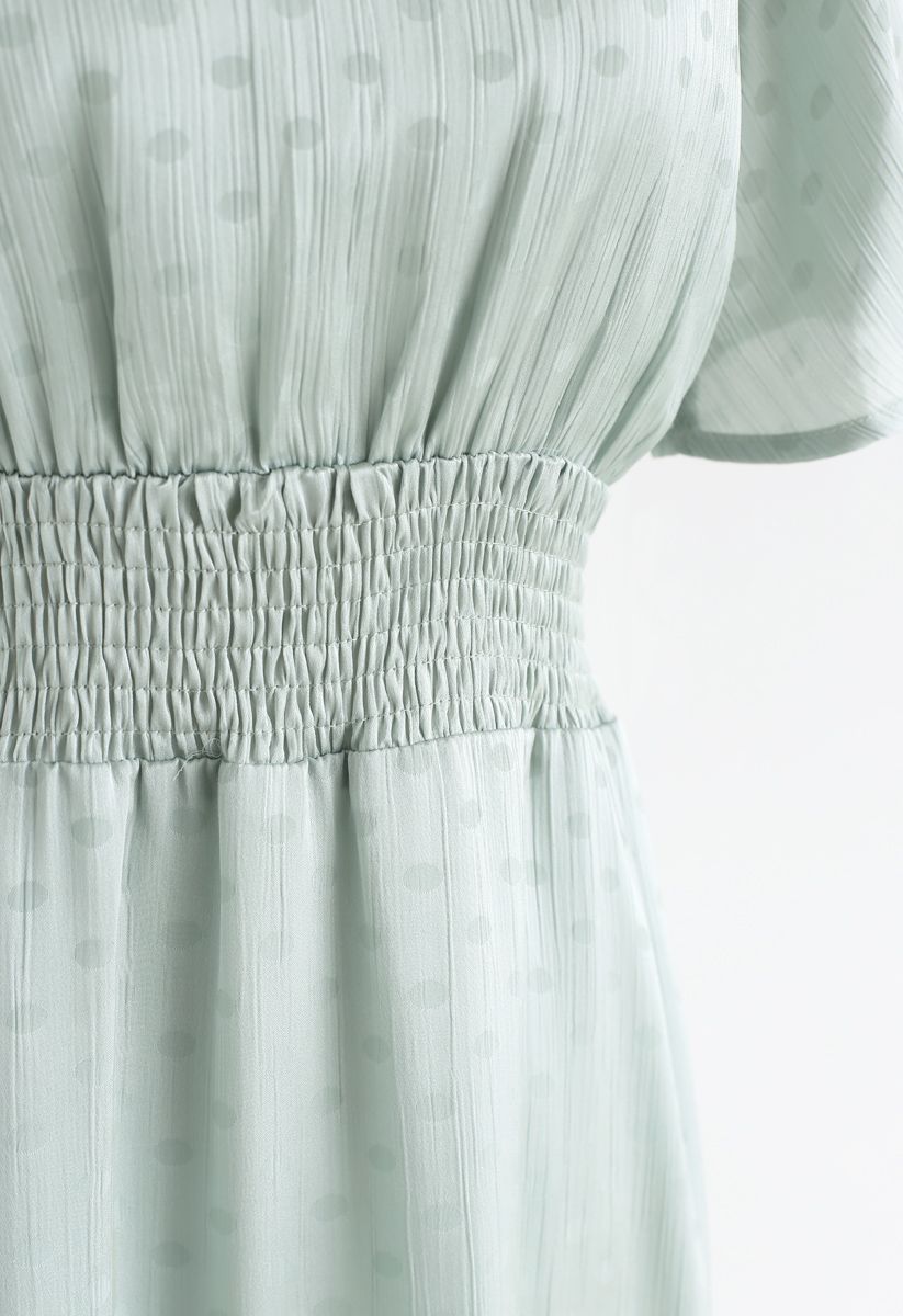 Lovely Wishes Open-Back Dots Midi Dress in Mint  
