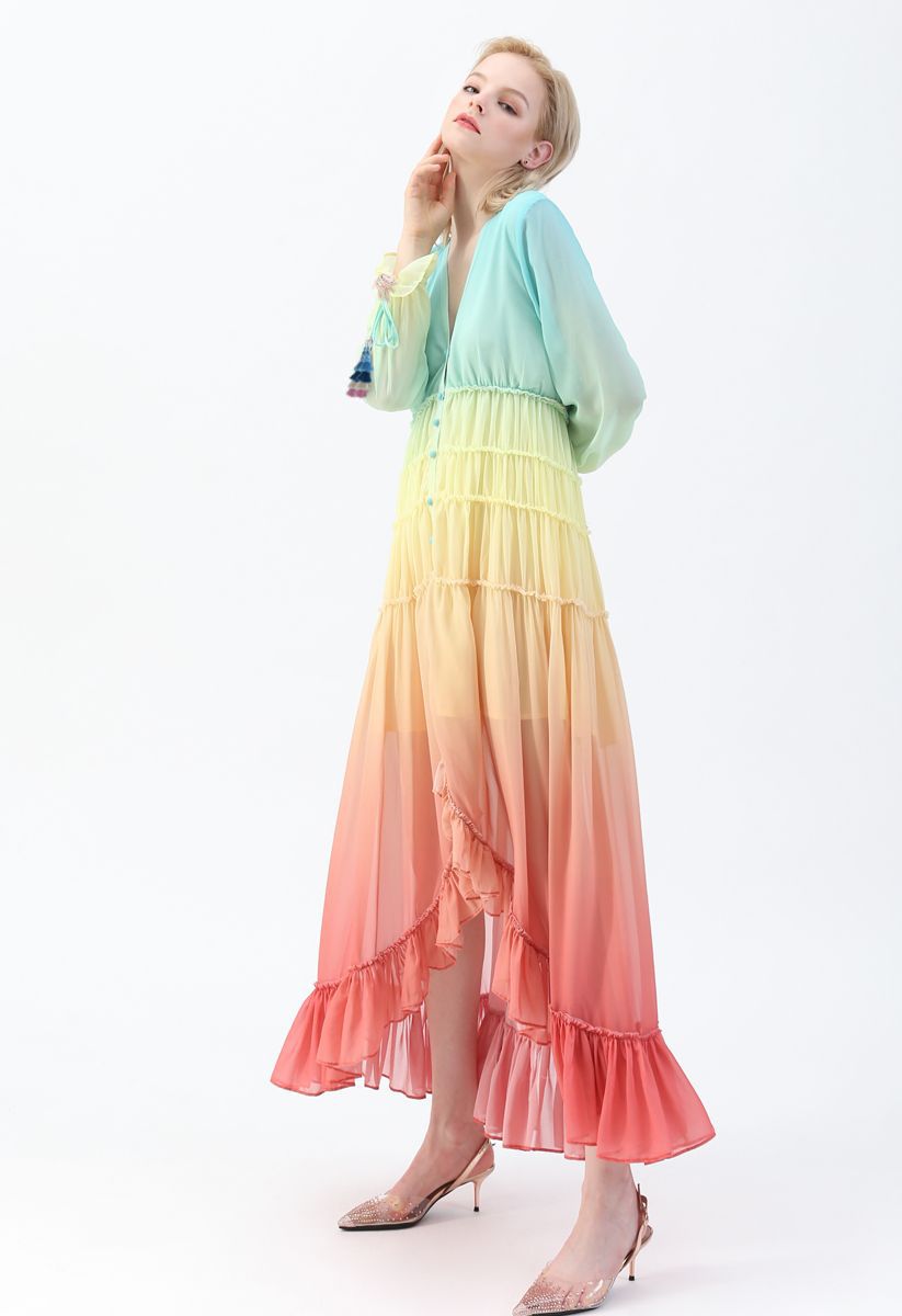 Vacay Paradise Gradient V-Neck Maxi Dress