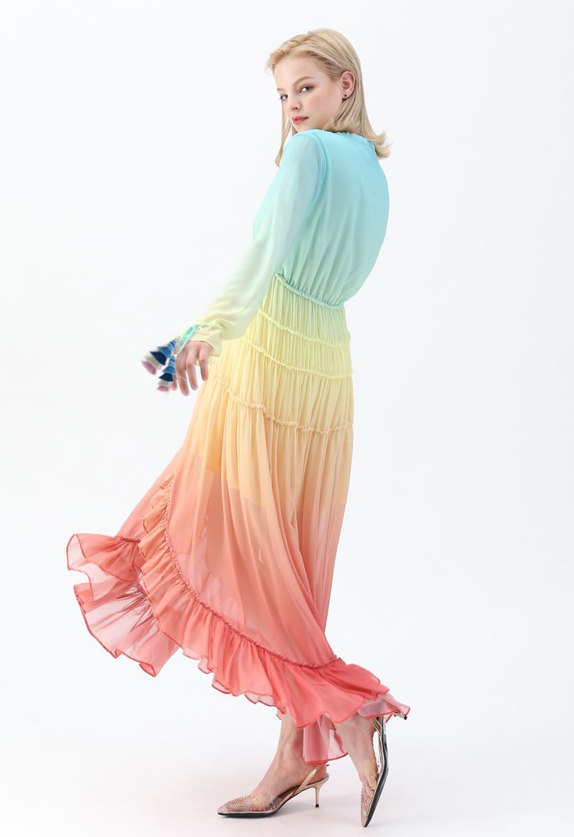 Vacay Paradise Gradient V-Neck Maxi Dress