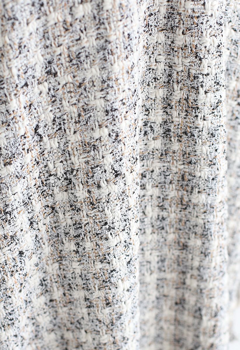 Raw Edges Textured Tweed Midi Dress