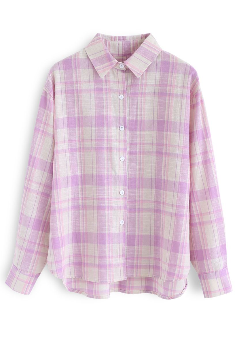 Peppy Plaid Long Sleeves Shirt in Pink