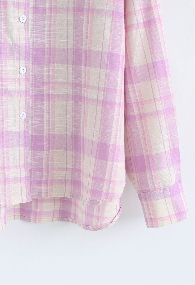 Peppy Plaid Long Sleeves Shirt in Pink