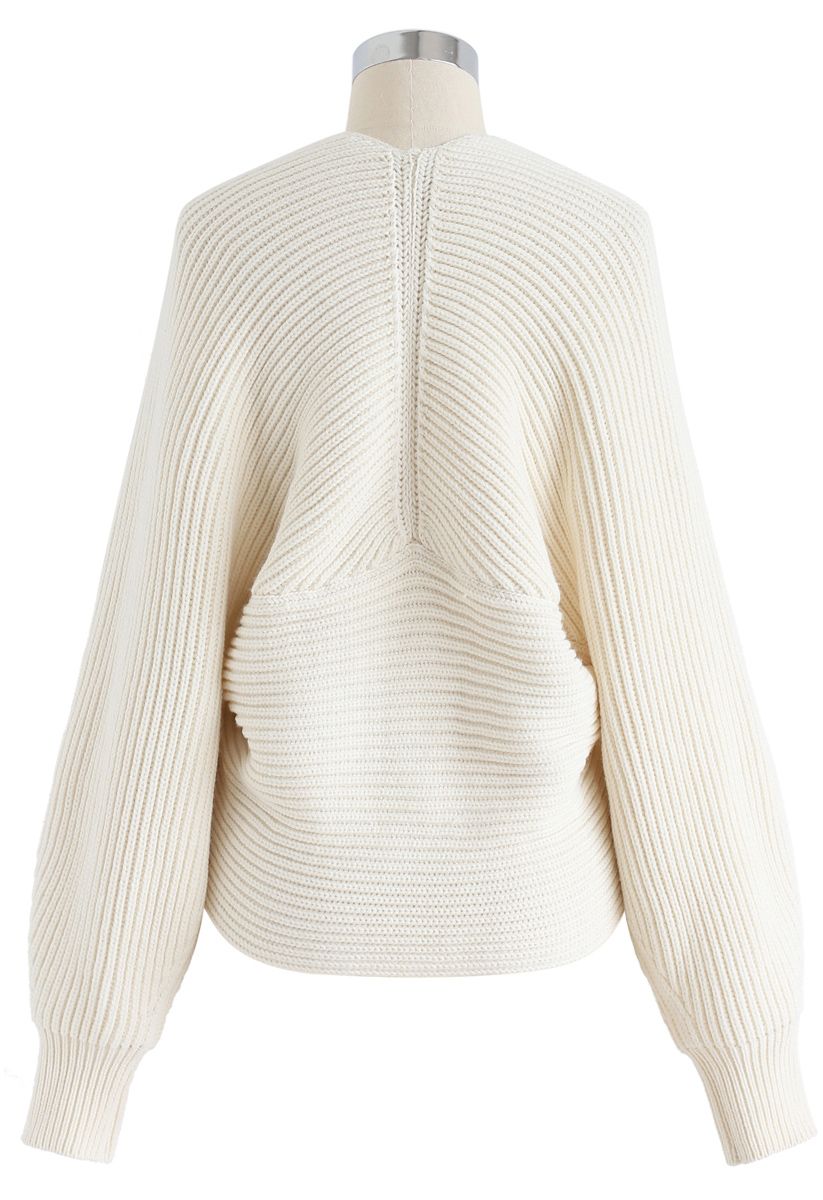 Crisscross Ribbed Knit Crop Sweater In Ivory - Retro, Indie And Unique ...