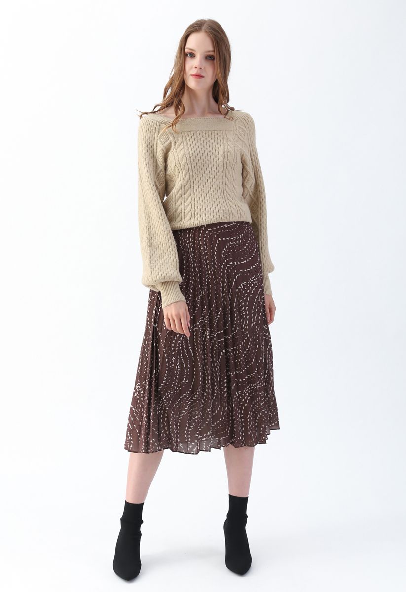Square Neck Soft Knit Sweater in Camel