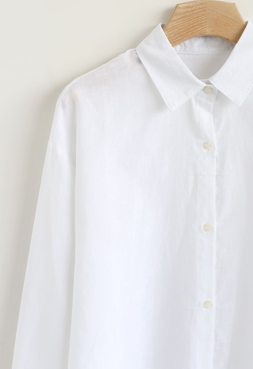 Long Sleeves Button Down Shirt in White
