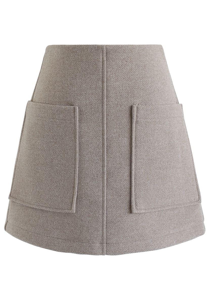 Pocket of Charm Mini Skirt in Taupe