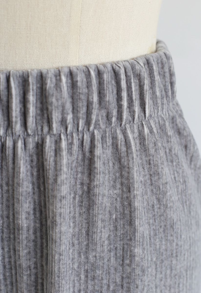 Corduroy Wide-Leg Pants in Grey