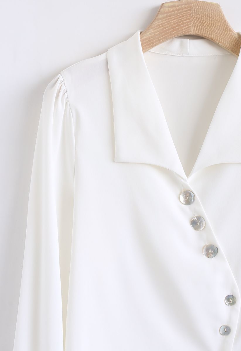 Slant Shell Button Down Shirt in White