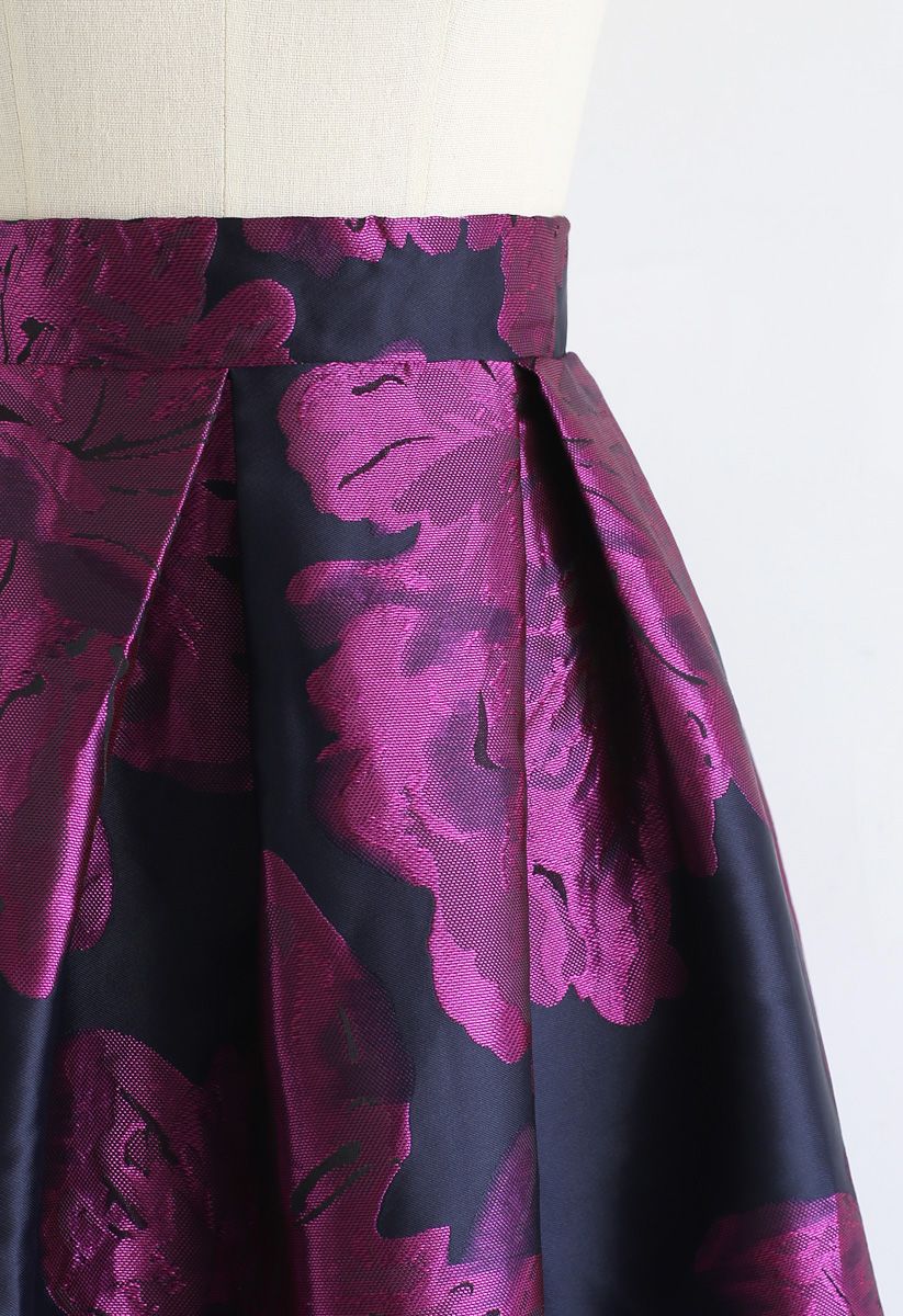Peony Jacquard Midi Skirt in Violet