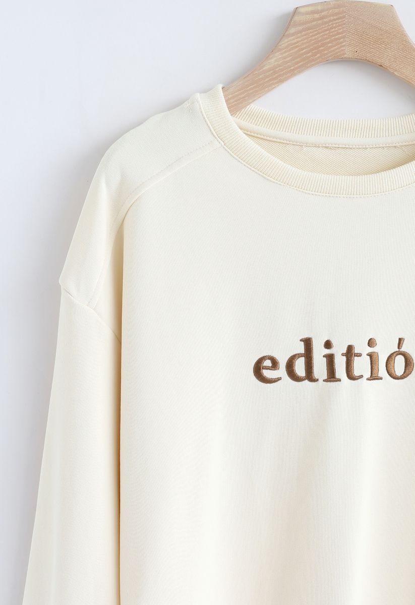 Edition Embroidered Sweatshirt in Cream