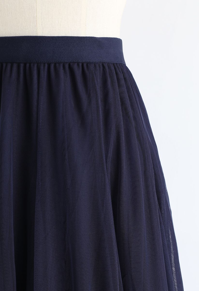 My Secret Garden Tulle Maxi Skirt in Navy - Retro, Indie and Unique Fashion