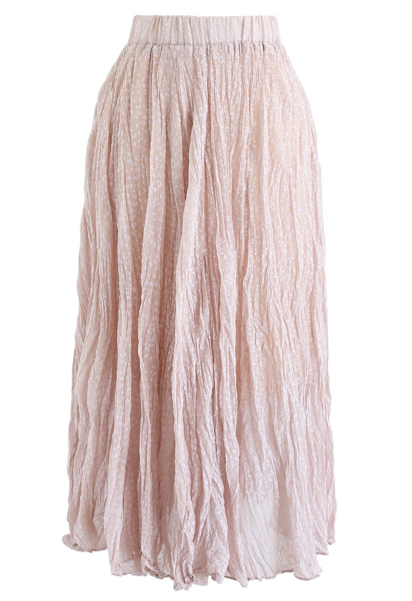 Irregular Dots Pleated Skirt in Pink