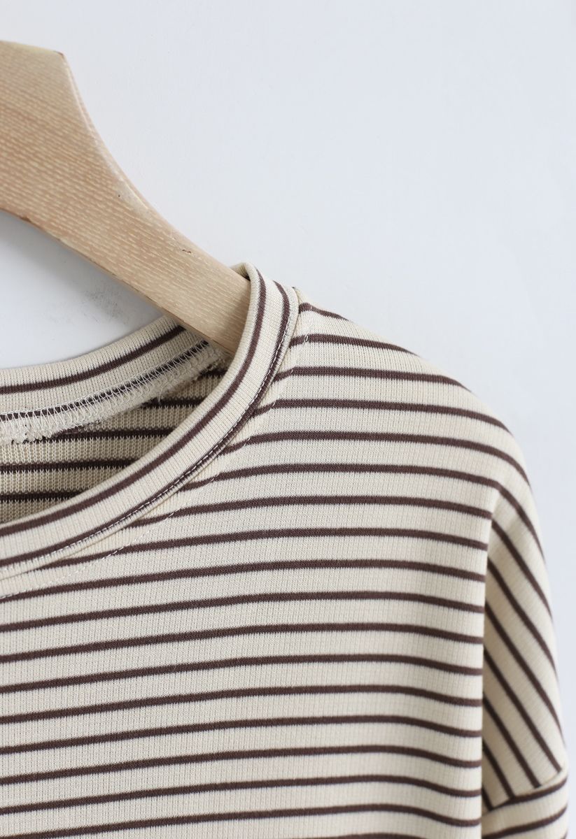 Brown Stripe Loose Sweatshirt 