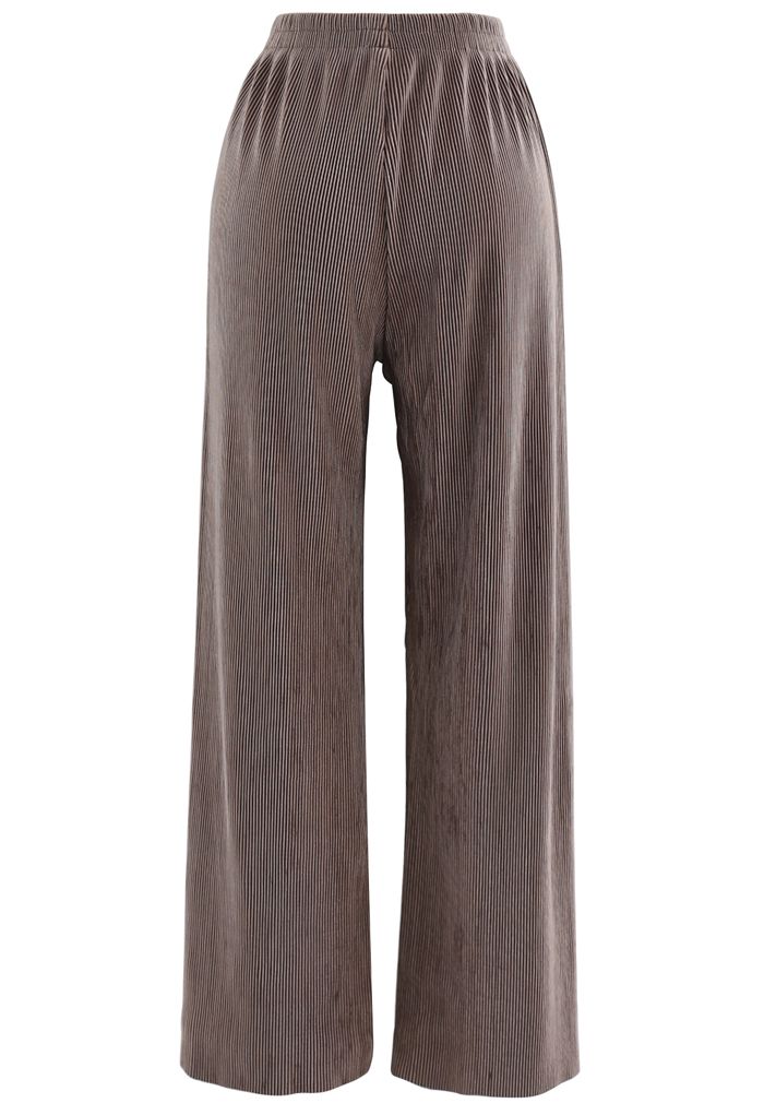 Corduroy High-Waisted Pants in Brown