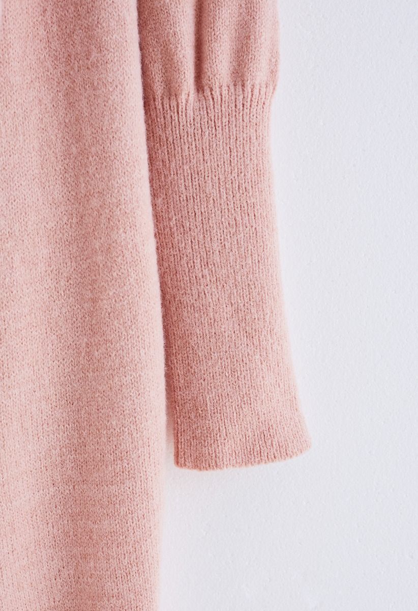 Waterfall Longline Knit Cardigan in Pink