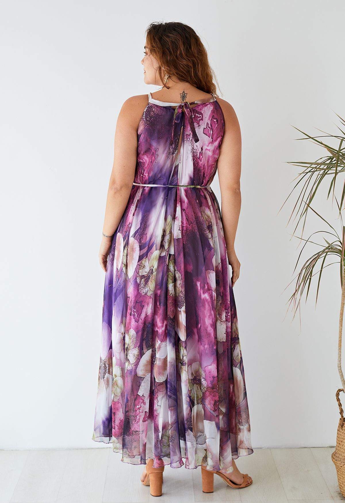 Mysterious Purple Floral Maxi Slip Dress - Retro, Indie and Unique Fashion