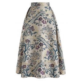 Vintage Bouquet Embroidered Midi Skirt - Retro, Indie and Unique Fashion