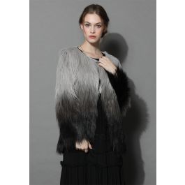 Super Star Dip Dyed Faux Fur Coat - Retro, Indie and Unique Fashion