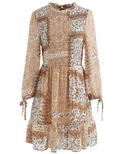 Paisley Floret Shirred Chiffon Dress